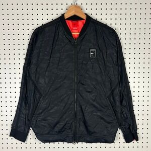 Nike Court Tennis Bomber Jacket Womens Medium Black Camo Zip Warm Up 715225-010